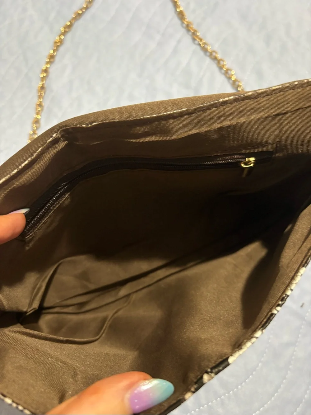 Snake-Skin Black & White Envelope Clutch